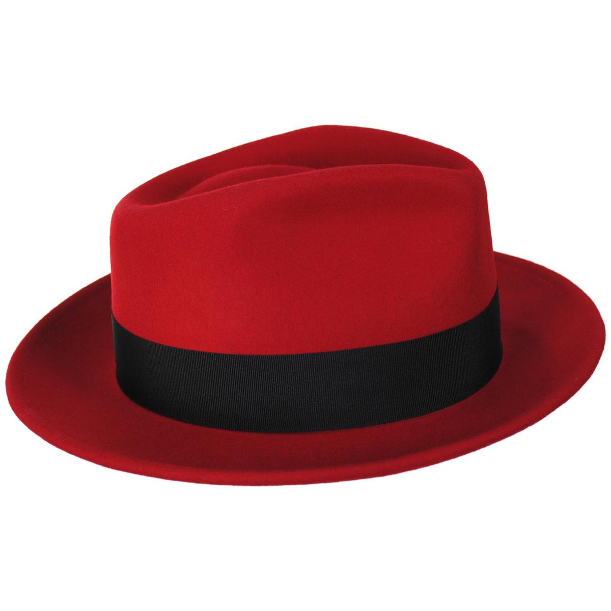 Jaxon Hats | Pachuco Crushable Wool Felt Fedora Hat - Red | 135008 | profiletwo | RED