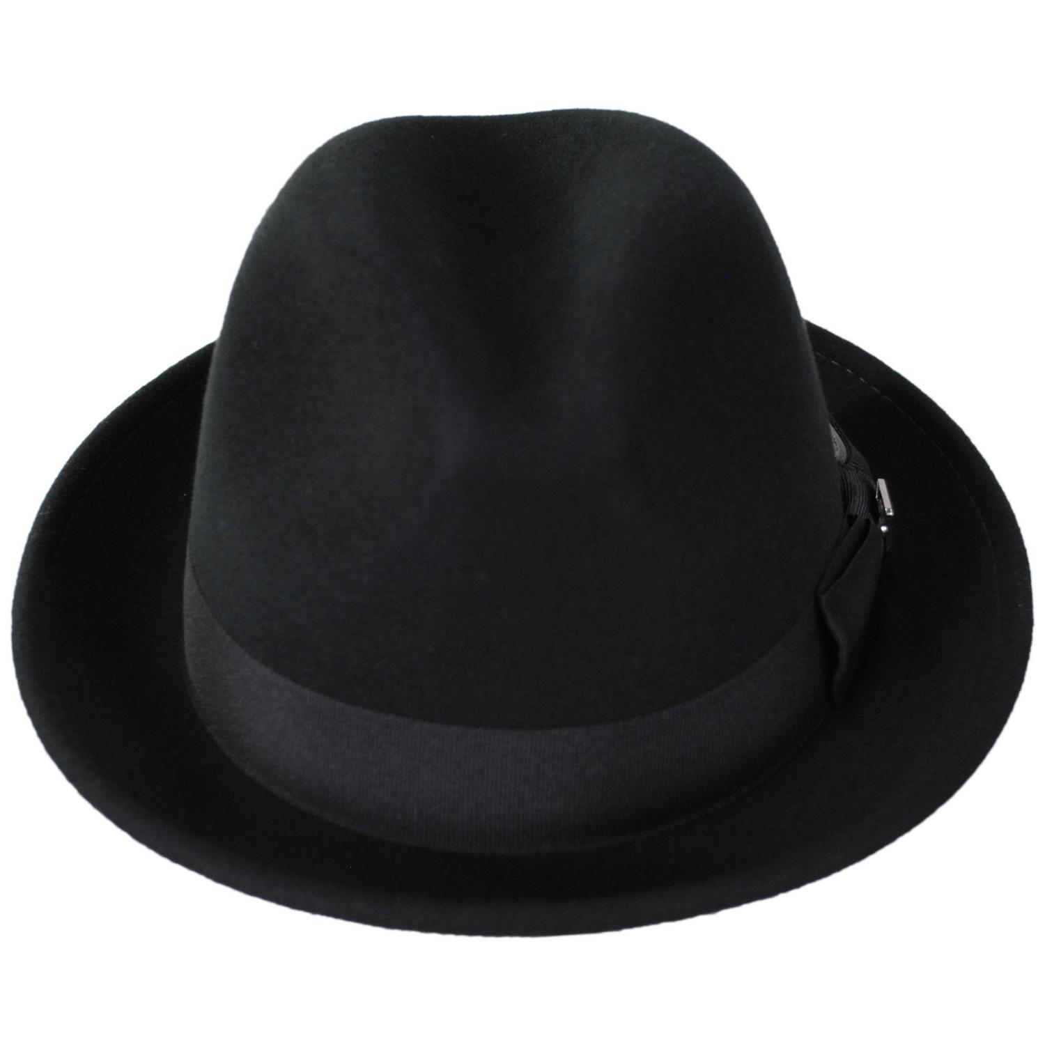 Stacy Adams | Bracco Wool Felt Fedora Hat | 130428 | front | BLACK/GREY