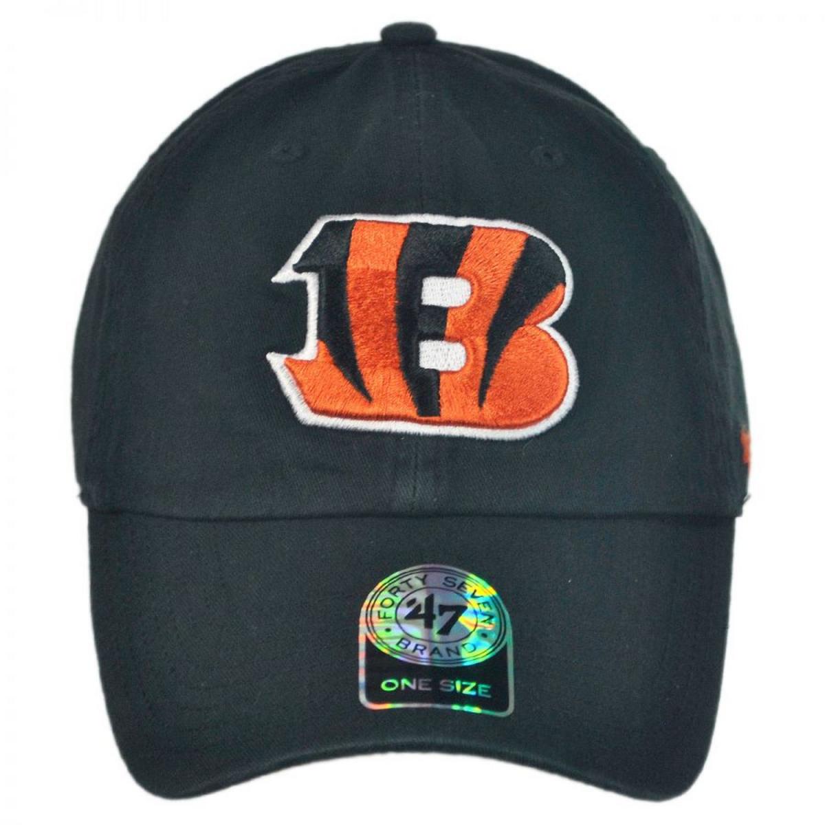 47 Brand | Cincinnati Bengals NFL Clean Up Strapback Baseball Cap Dad Hat | 203820 | front | BLACK