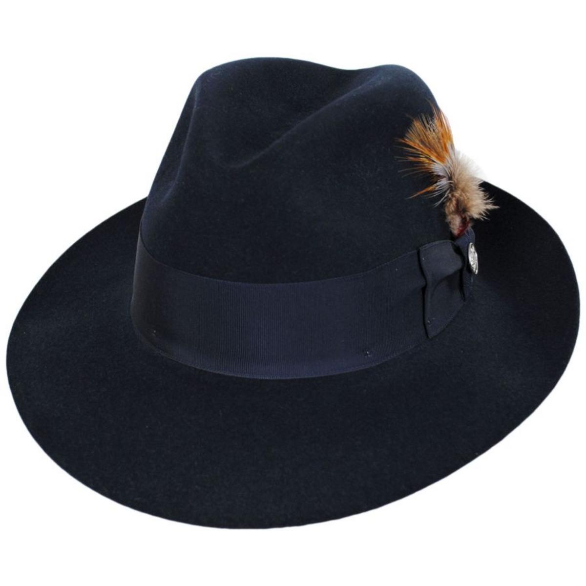Stetson | Temple Fur Felt Fedora Hat | 130608 | lead | NAVY
