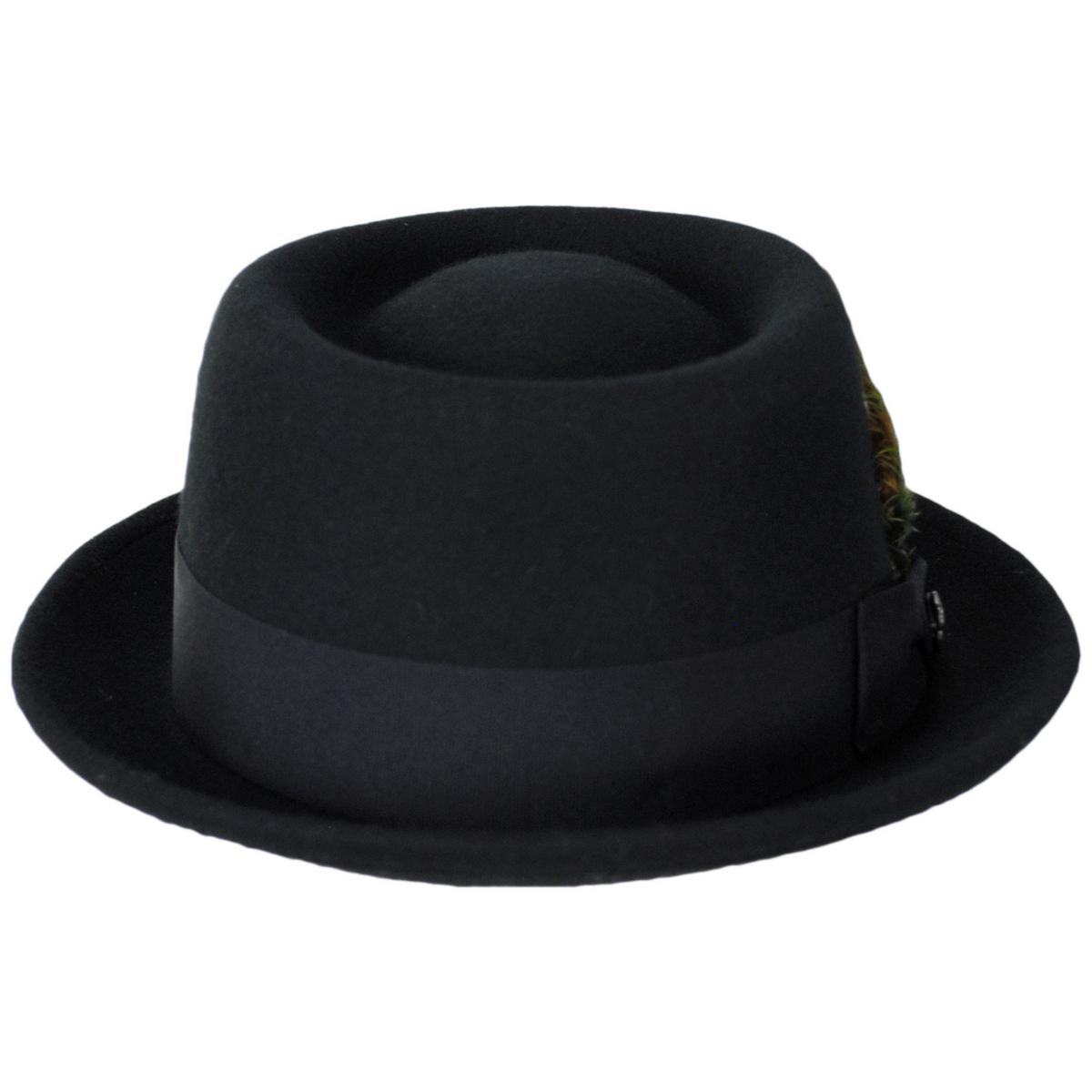Bigalli | Stingy Brim Wool Felt Pork Pie Hat | 131413 | front | BLACK