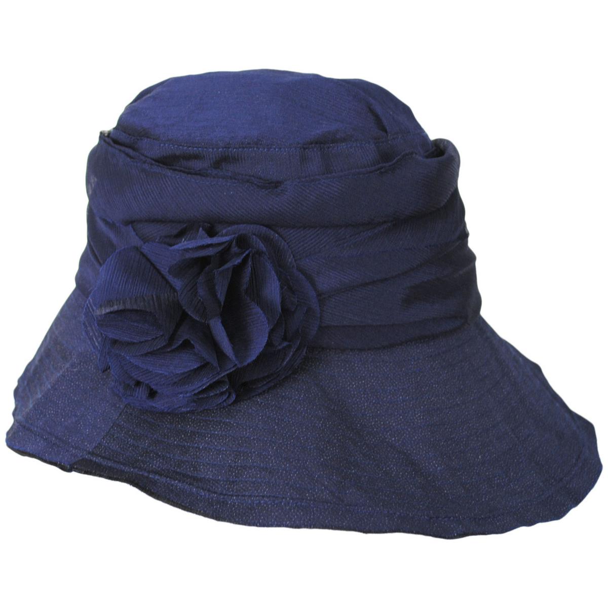 Jeanne Simmons | Romance Fabric Sun Hat | 106547 | front | NAVY