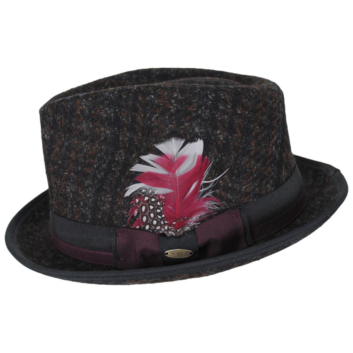 Scala | Regent Tweed Wool Blend Fedora Hat | 140172 | profile | BROWN