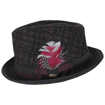 Scala | Regent Tweed Wool Blend Fedora Hat | 140172 | profile | BROWN