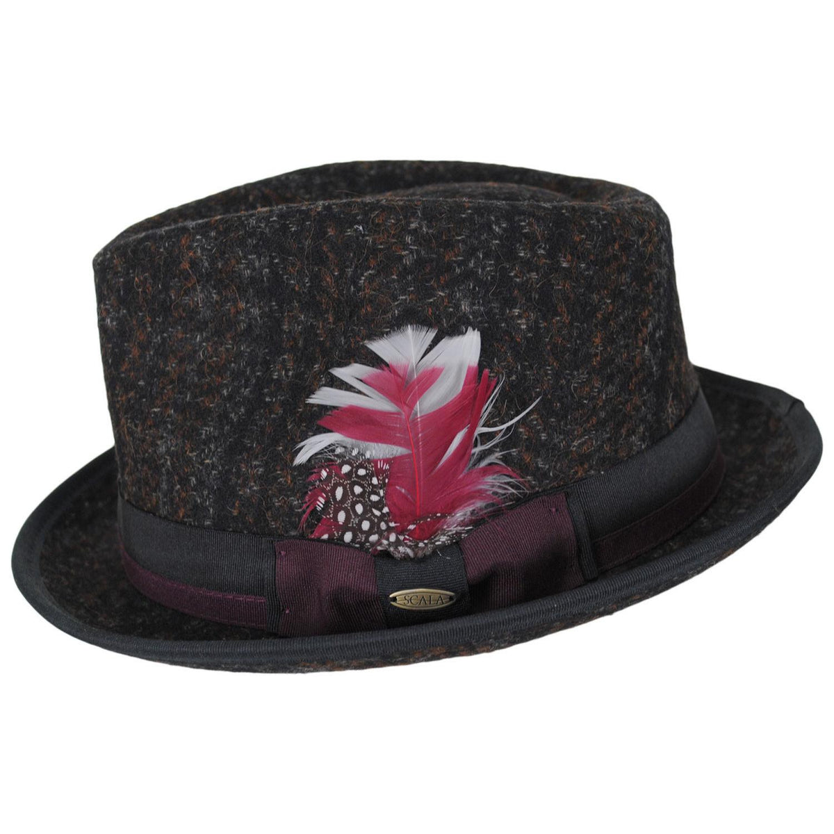 Scala | Regent Tweed Wool Blend Fedora Hat | 140172 | profile | BROWN
