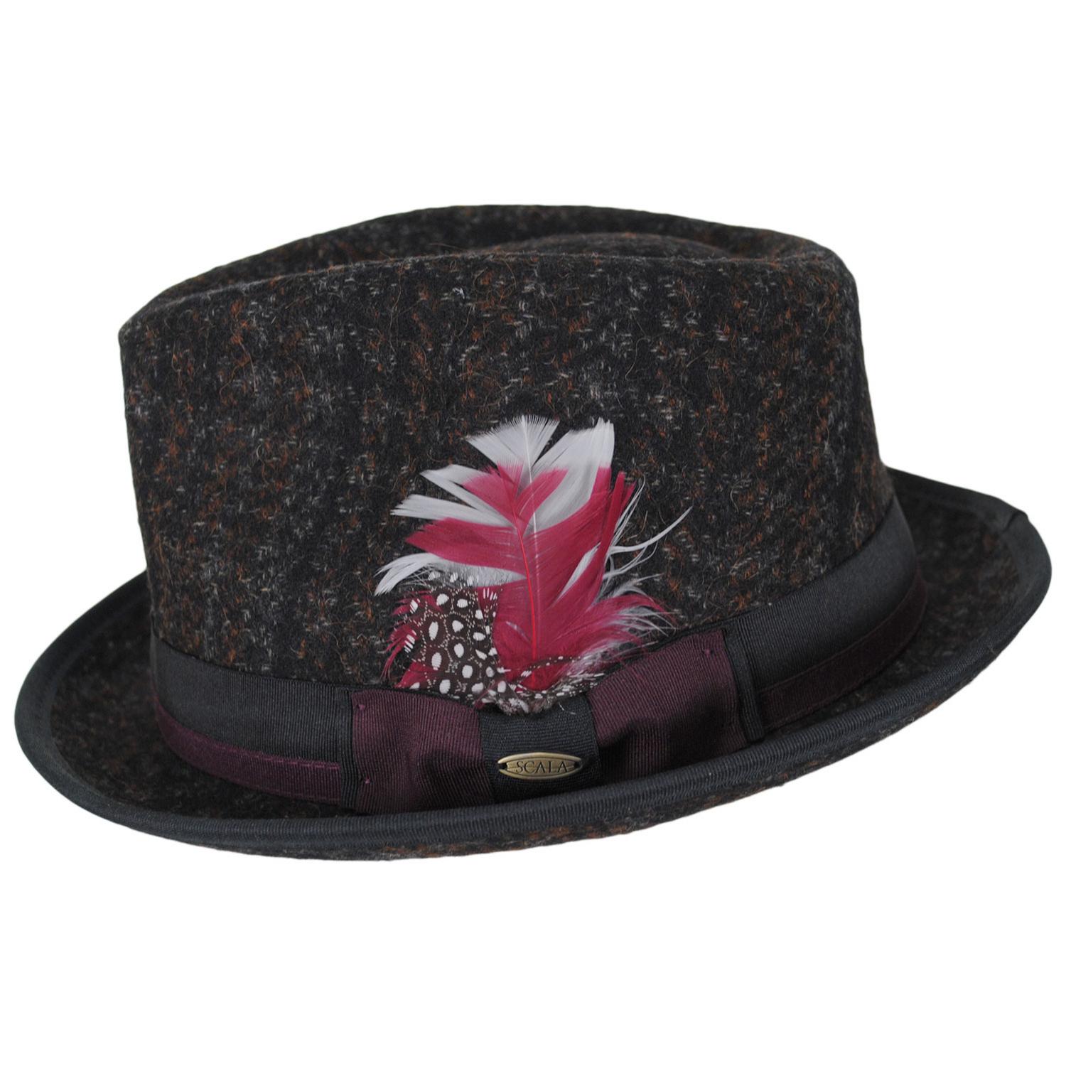 Scala | Regent Tweed Wool Blend Fedora Hat | 140172 | profile | BROWN
