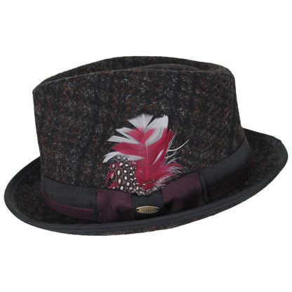 Scala | Regent Tweed Wool Blend Fedora Hat | 140172 | profile | BROWN