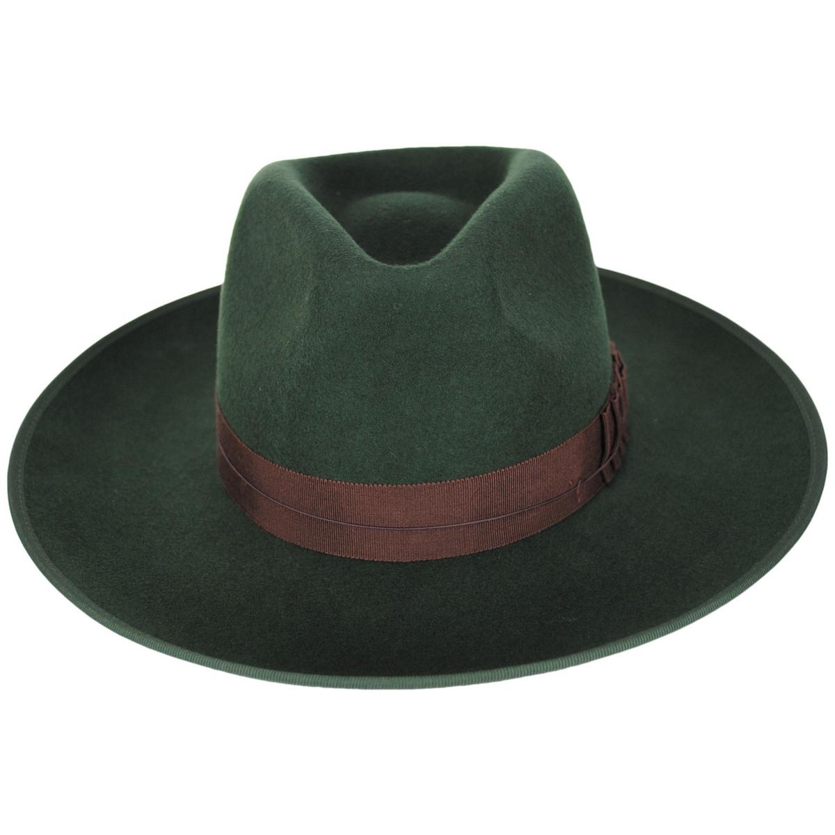 BRIXTON HATS | Reno Wool Felt Fedora Hat | 135651 | front | MOSS/BROWN