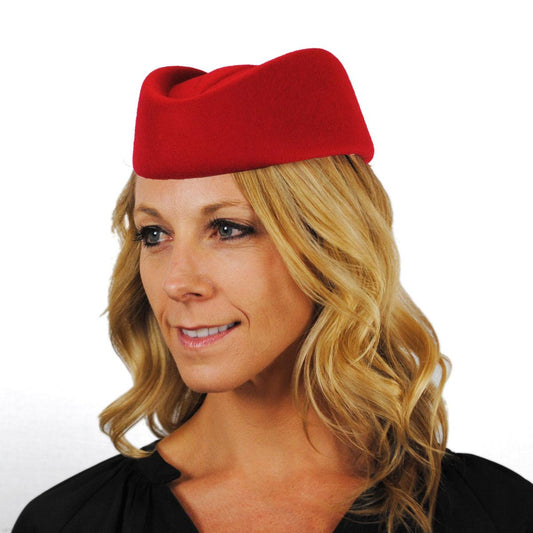 sur la tete | Wholesale Stewardess Wool Felt Pillbox Hat B2B Pre-Pack | B2B157021 | lsfone | RED