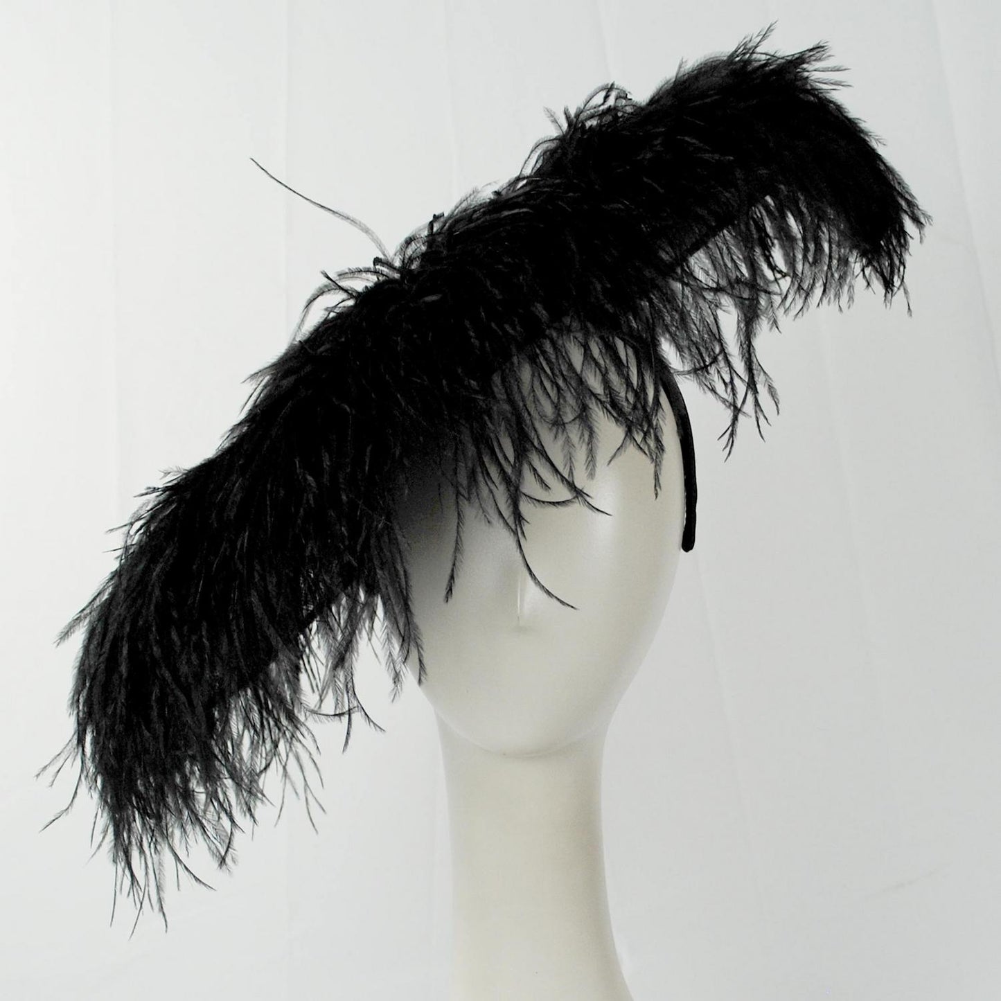 St. Julian | Ostrich Feathers & Sinamay Straw Fascinator Hat | 124279 | front | BLACK