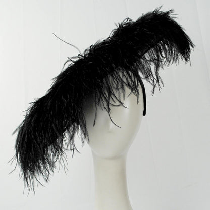 St. Julian | Ostrich Feathers & Sinamay Straw Fascinator Hat | 124279 | front | BLACK
