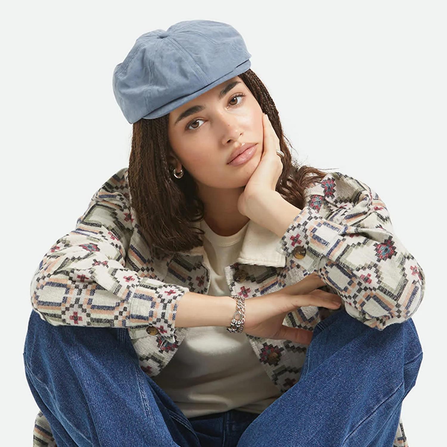 BRIXTON HATS | Brood Brushed Satin Newsboy Cap | 161517 | lsfone | SLATE BLUE BRUSHED SATIN