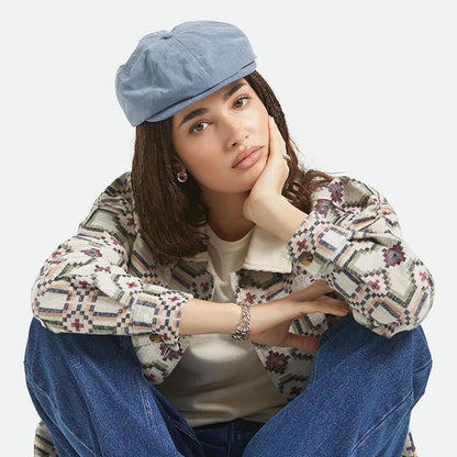 BRIXTON HATS | Brood Brushed Satin Newsboy Cap | 161517 | lsfone | SLATE BLUE BRUSHED SATIN