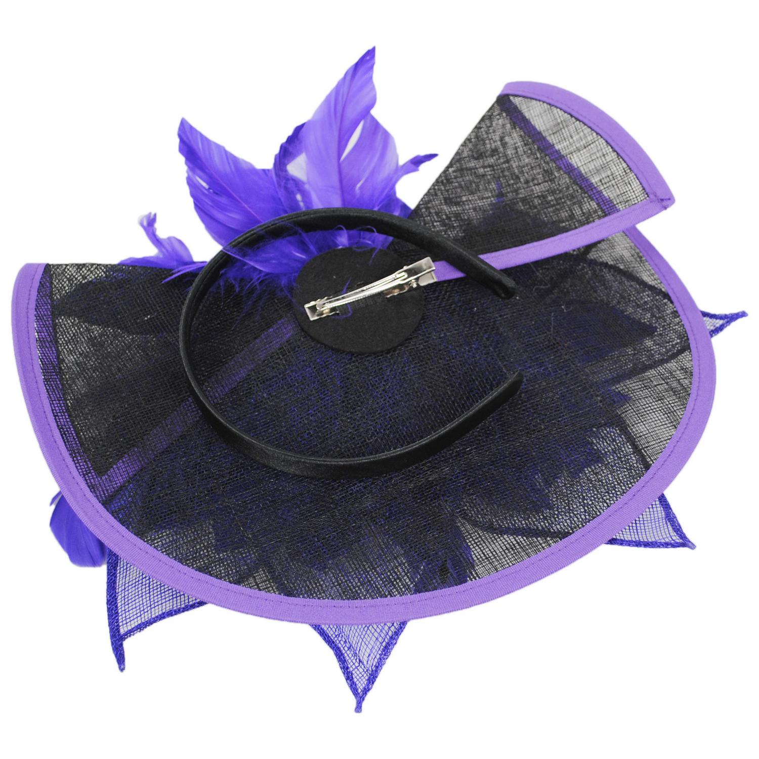 Sophia | Two Tone Folded Sinamay Straw Fascinator Hat | 122902 | under | PURPLE