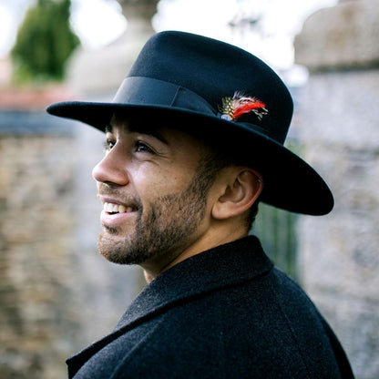 Jaxon Hats | C-Crown Crushable Wool Felt Fedora Hat | 135003 | lsmone | BLACK