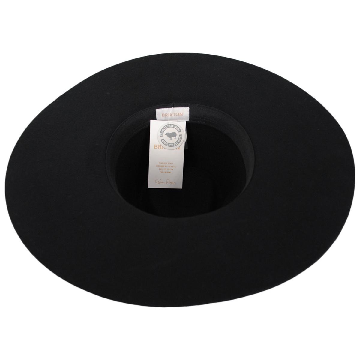 BRIXTON HATS | Primrose Wool Felt Wide Brim Fedora Hat | 123908 | under | BLACK