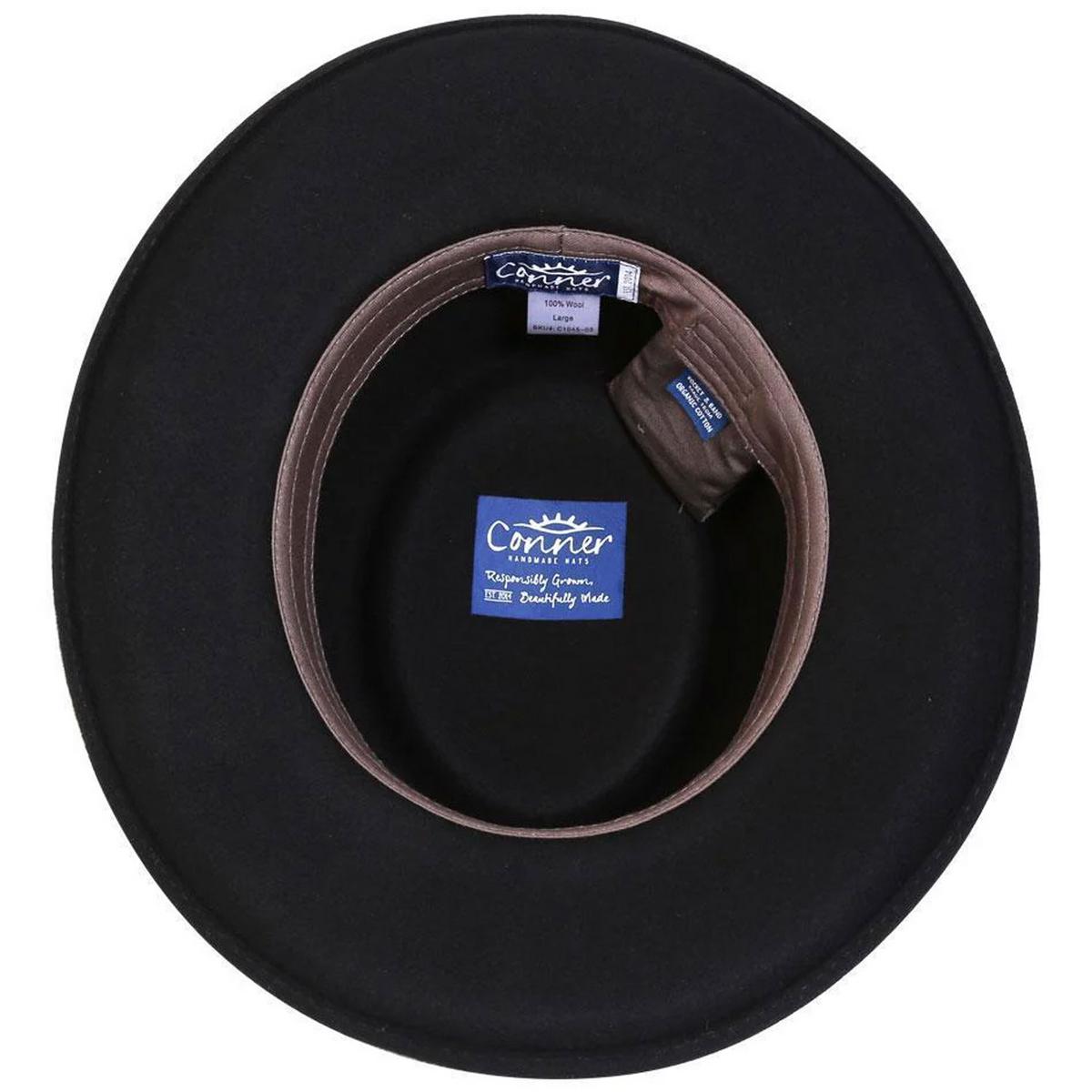 Conner | Leather Conch Band Wool Felt Gambler Hat | 130912 | under | BLACK