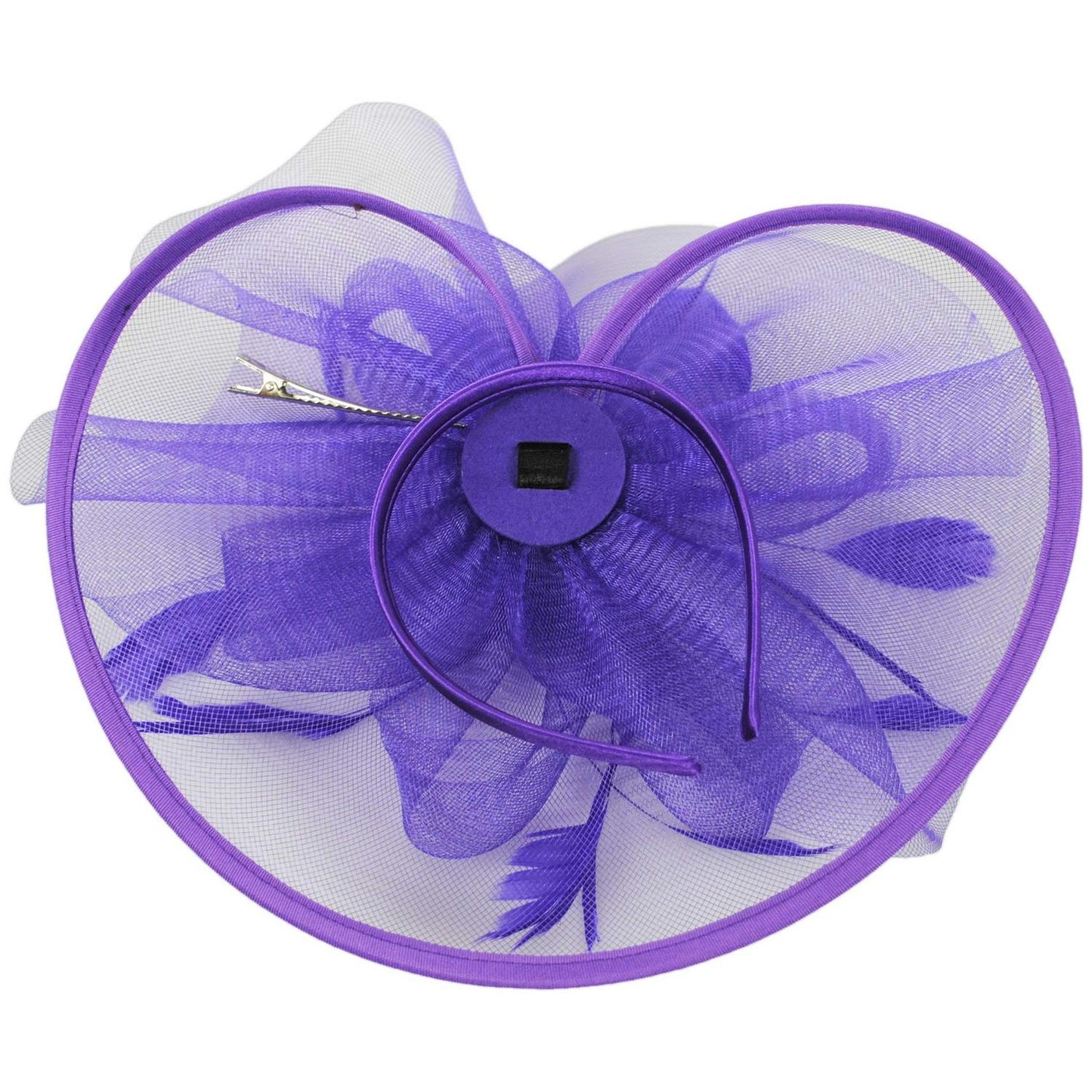 Sophia | Floral Mesh and Ribbon Fascinator Hat | 122905 | under | PURPLE