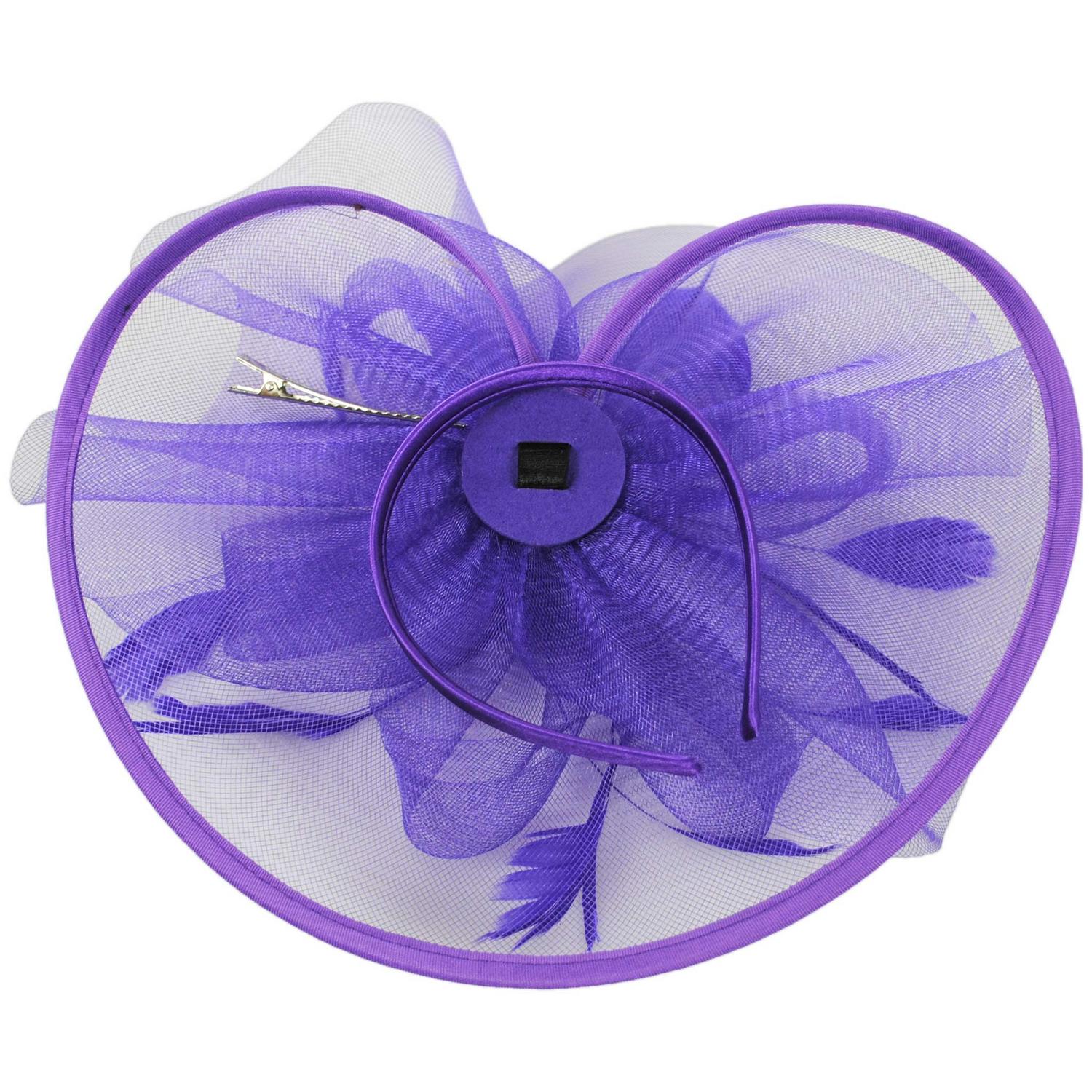 Sophia | Floral Mesh and Ribbon Fascinator Hat | 122905 | under | PURPLE