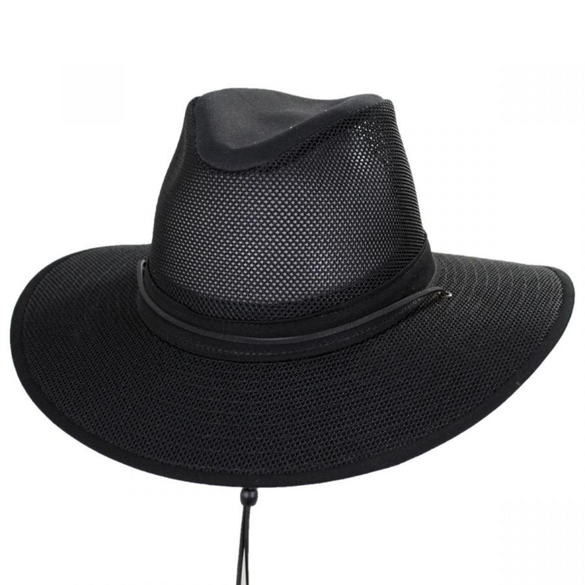 Henschel | Mesh Aussie Grande 3.5 Inch Brim Hat | 140343 | lead | BLACK
