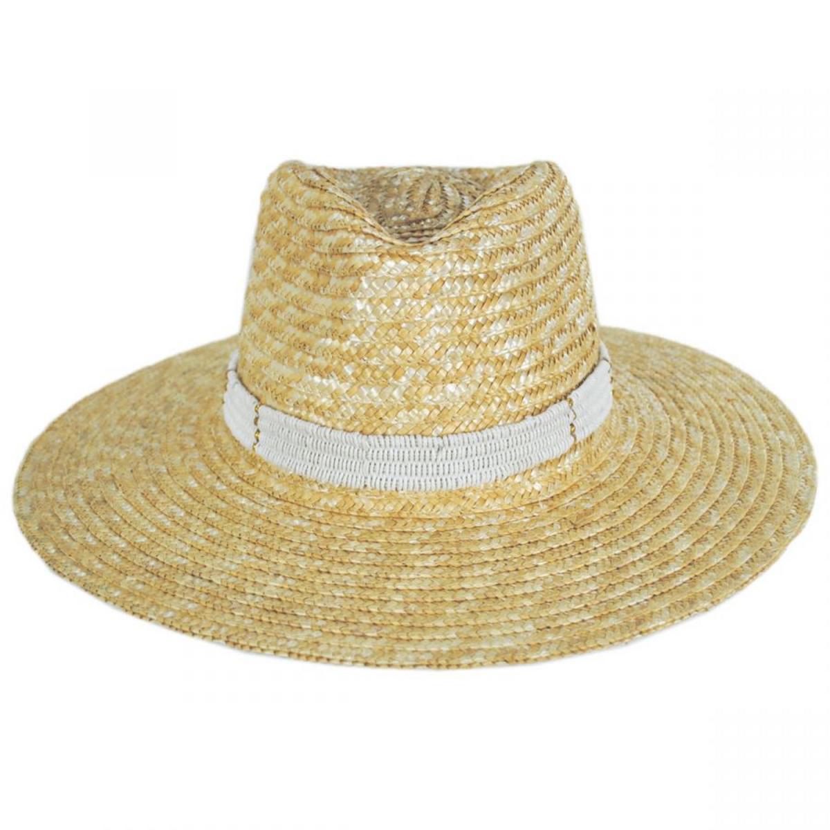 NIKKI BEACH | Alessia Milan Straw Fedora Hat | 102796 | front | NATURAL/WHITE
