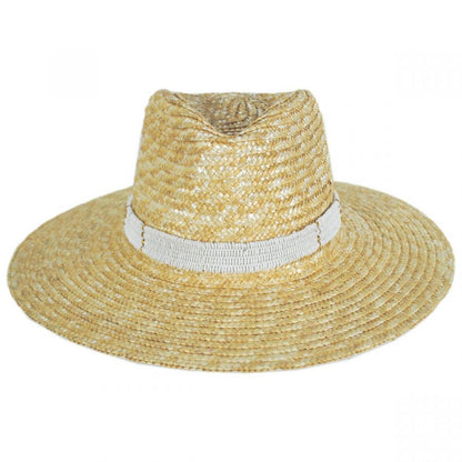 NIKKI BEACH | Alessia Milan Straw Fedora Hat | 102796 | front | NATURAL/WHITE