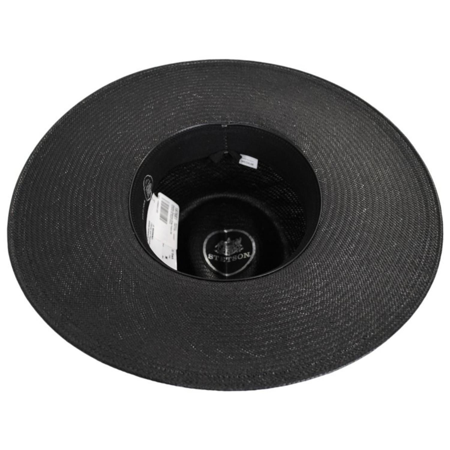 Stetson | Atacama Shantung Straw Fedora Hat - Black | 127043B | under | BLACK