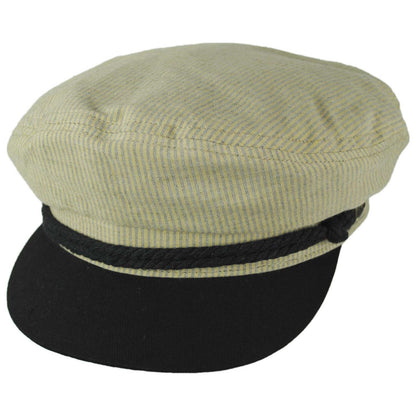 BRIXTON HATS | Cotton Stripe Fiddler Fisherman Cap | 181308 | lead | KHAKI STRIPE/WASHED BLACK