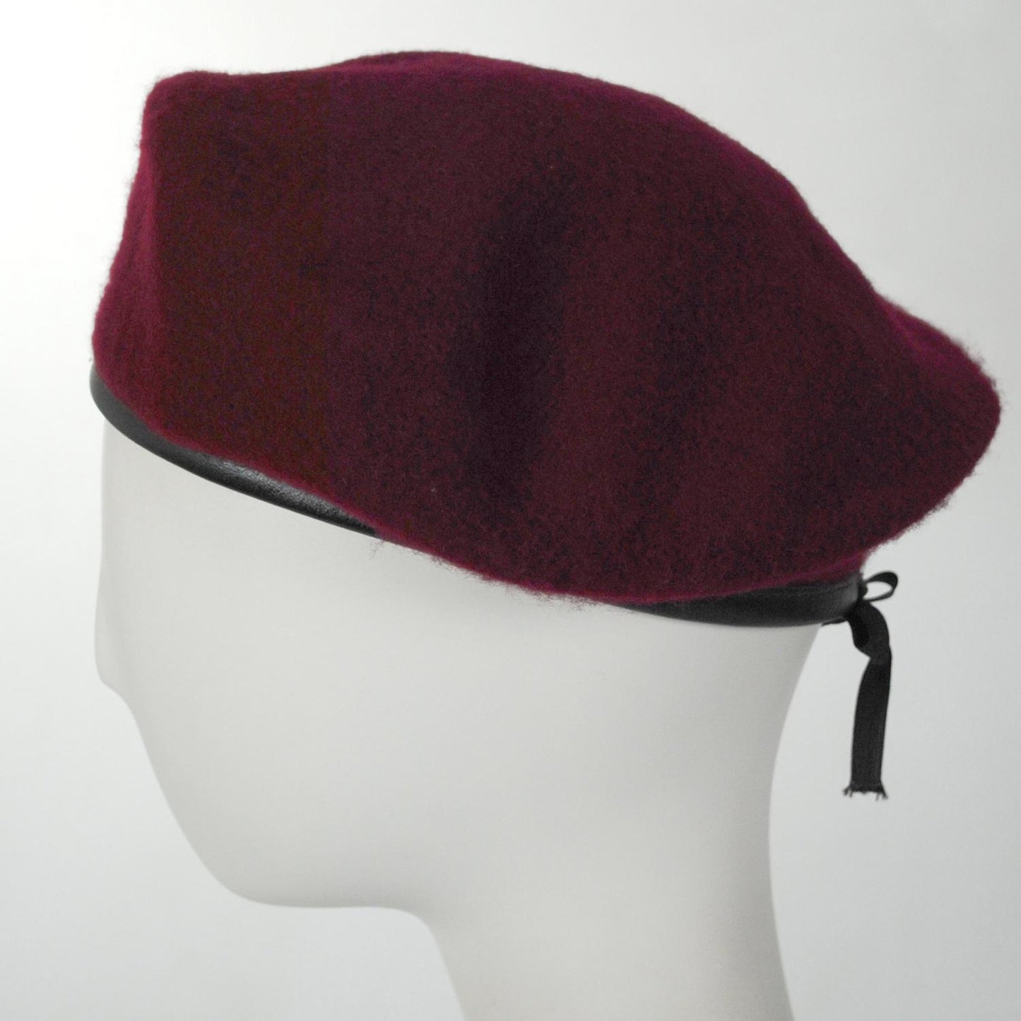Village Hat Shop | Wool Military Beret with Lambskin Band | 151106 | profile | MAROON