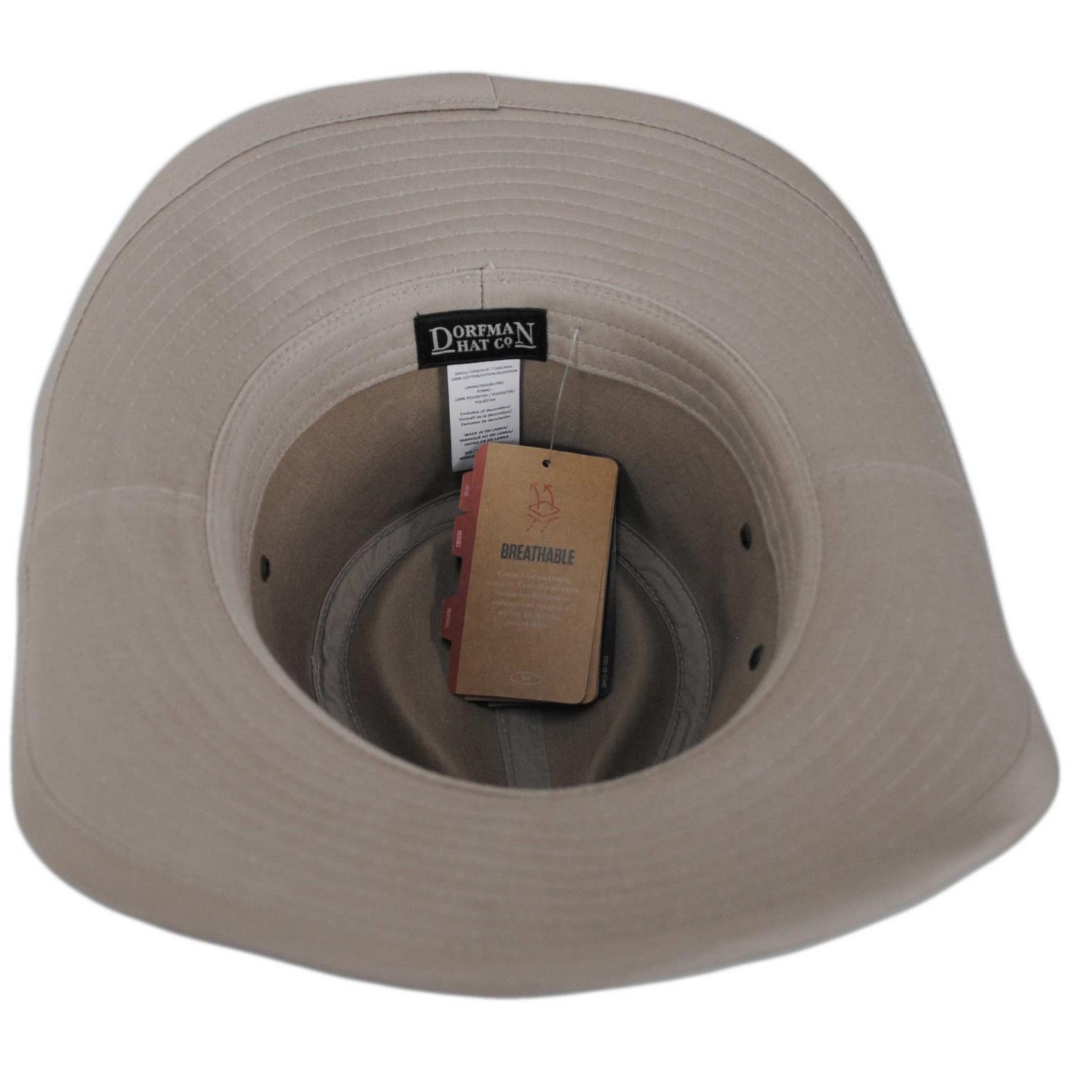 Dorfman Pacific | Cotton Twill Outback Fedora Hat | 400232 | under | KHAKI