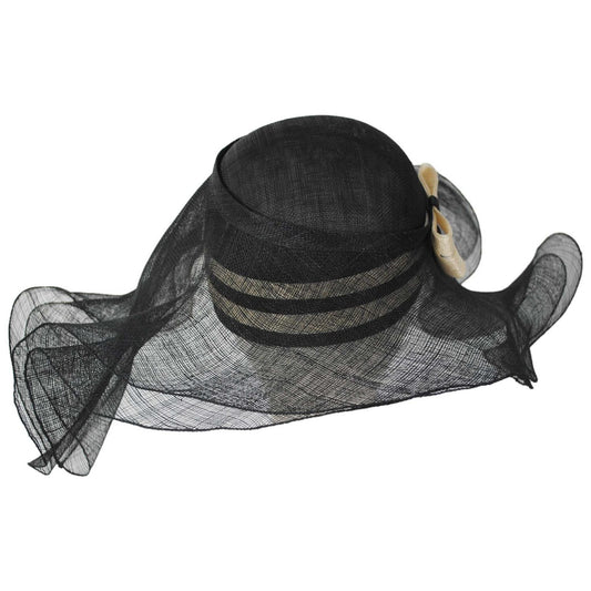 Diva Moscow | Sinamay Straw Pillbox with Floppy Brim | 124271 | front | BLACK/WHITE