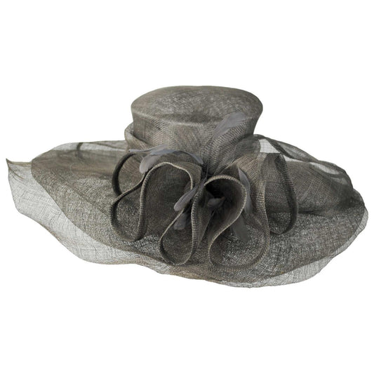 C.C Hats | Sinamay Straw Double Brim Boater Dress Hat | 124267 | lead | GREY