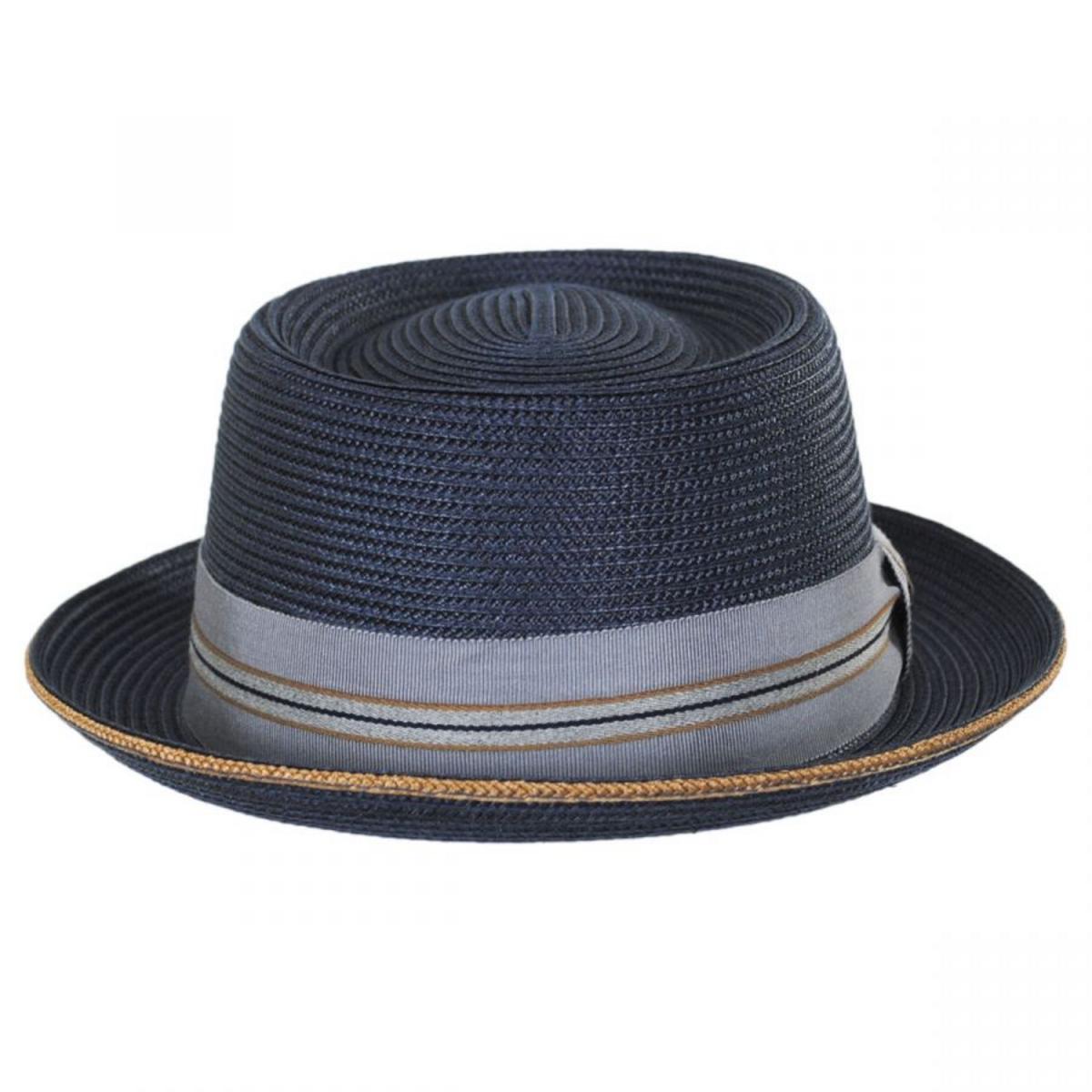 Bailey 1922 | Carver Toyo Straw Blend Pork Pie Hat | 127761 | front | NAVY