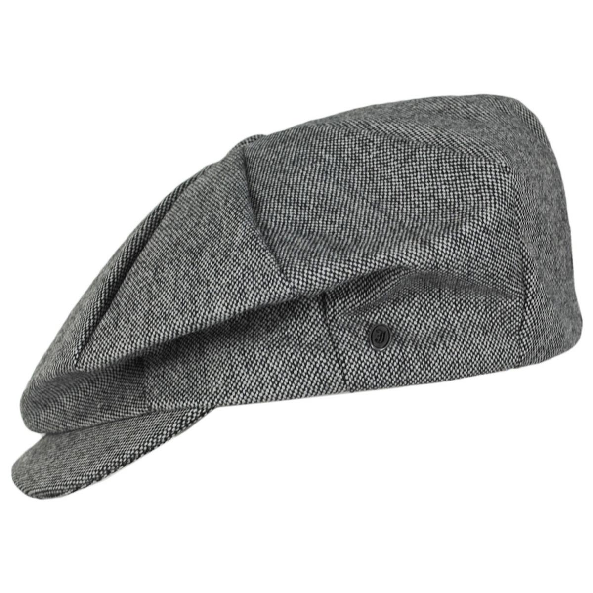 Jaxon Hats | Marl Tweed Wool Blend Big Apple Cap | 167725 | profile | BLACK