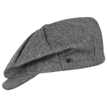 Jaxon Hats | Marl Tweed Wool Blend Big Apple Cap | 167725 | profile | BLACK