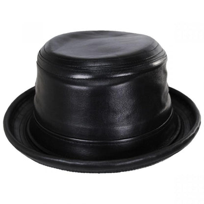 NEW YORK HAT CO | Lambskin Leather Bucket Hat | 187101 | front | BLACK