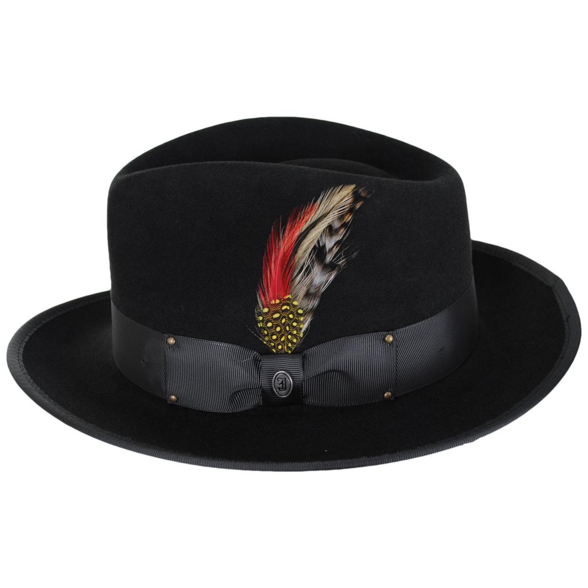 Jaxon Hats | Wholesale Scottie Fur Felt Fedora Hat B2B Pre-Pack | B2B132072 | detailtwo | BLACK