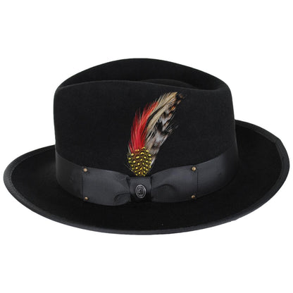 Jaxon Hats | Wholesale Scottie Fur Felt Fedora Hat B2B Pre-Pack | B2B132072 | detailtwo | BLACK