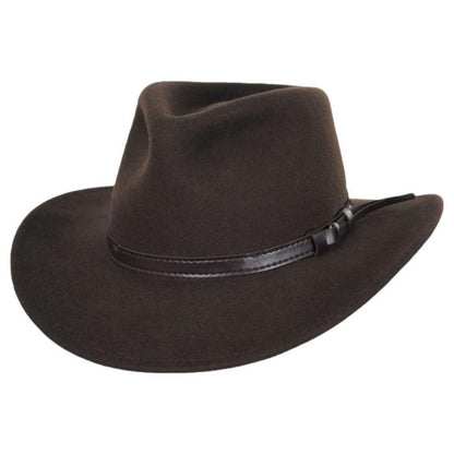 Jaxon Hats | Crushable Wool Felt Outback Hat | 135002 | lead | OLIVE GREEN