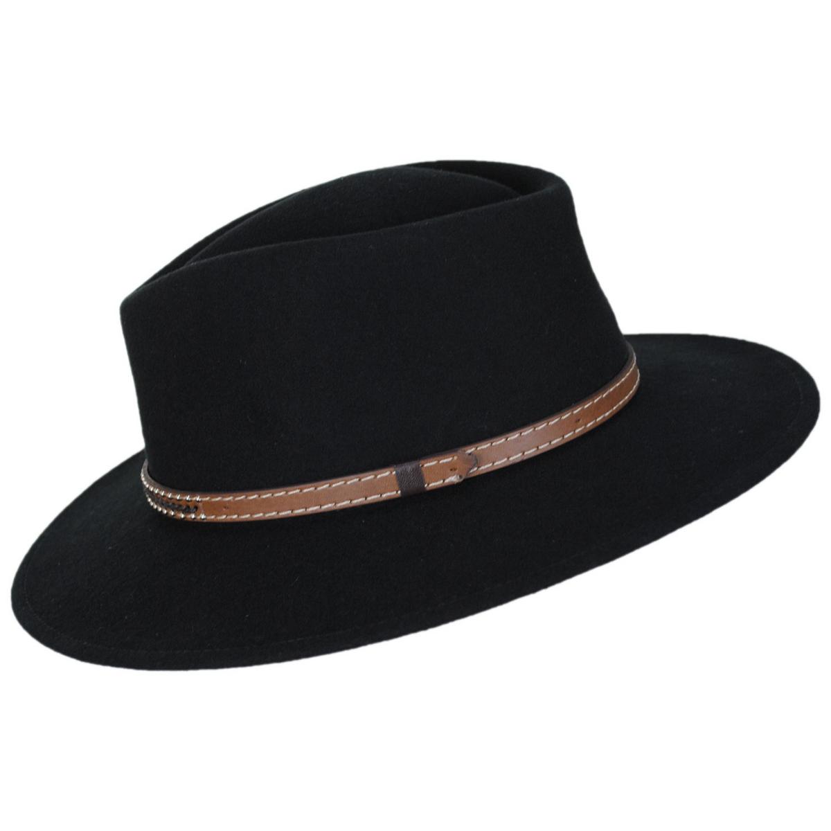 Bigalli | Rider Crushable Merino Wool Felt Fedora Hat | 131408 | profile | BLACK