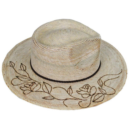 V.C. Mateo Palm Straw Floral Brand Rancher Hat