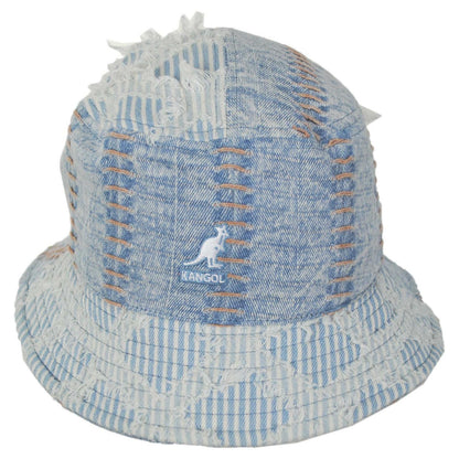 Kangol | Patchwork Mashup Denim Cotton Bucket Hat - Spring Collection | 185777SS | front | FADED BLUE