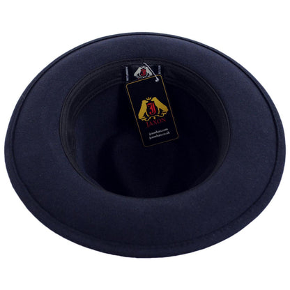 Jaxon Hats | C-Crown Crushable Wool Felt Fedora Hat | 135003 | under | NAVY BLUE