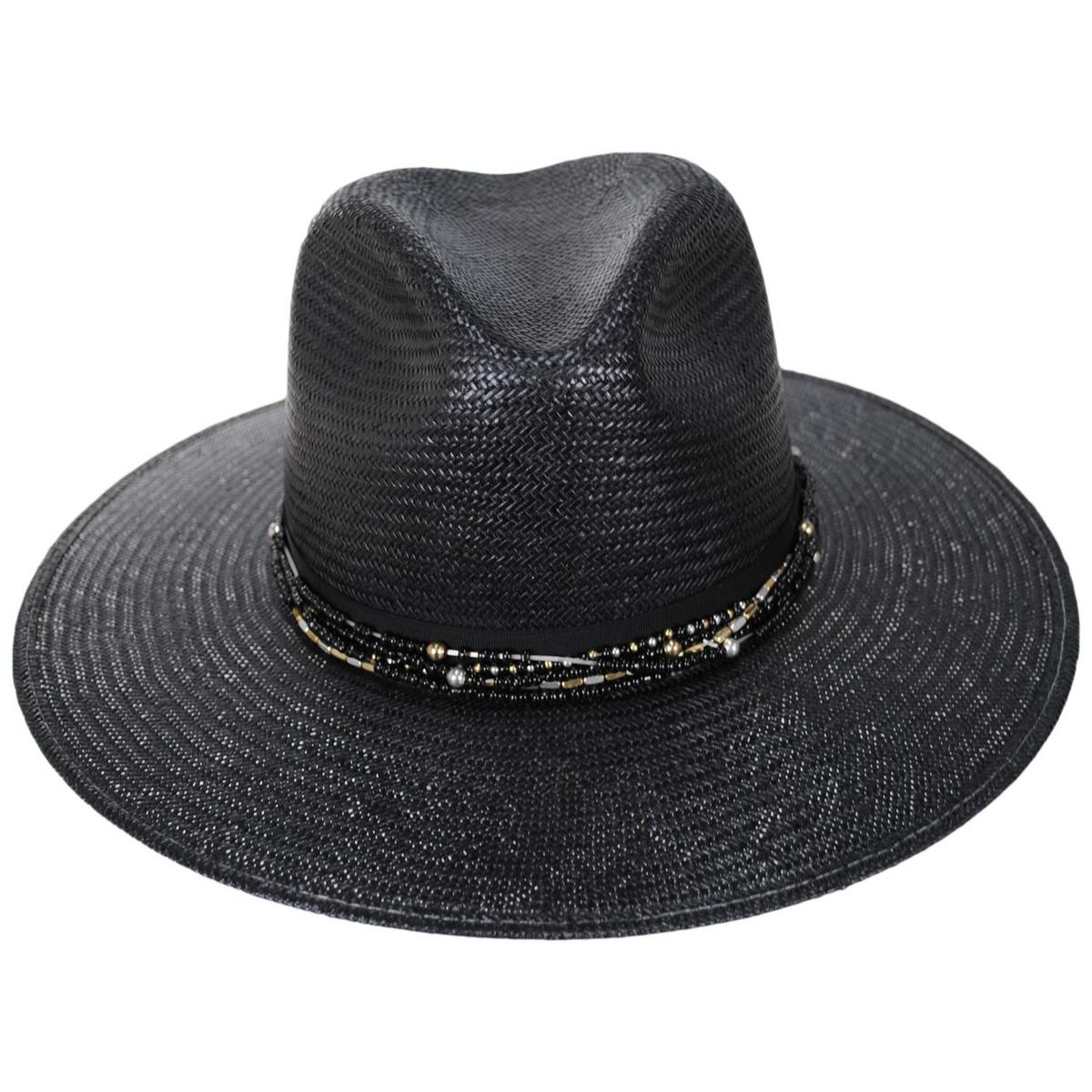 Stetson | Kambra Shantung Straw Fedora Hat | 127057 | front | BLACK