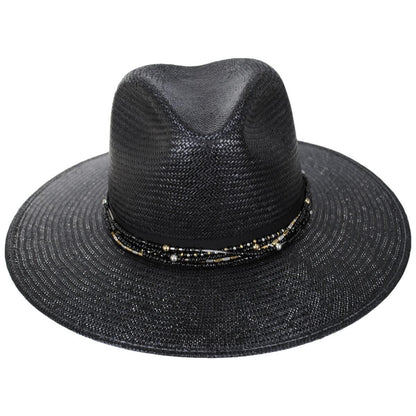Stetson | Kambra Shantung Straw Fedora Hat | 127057 | front | BLACK