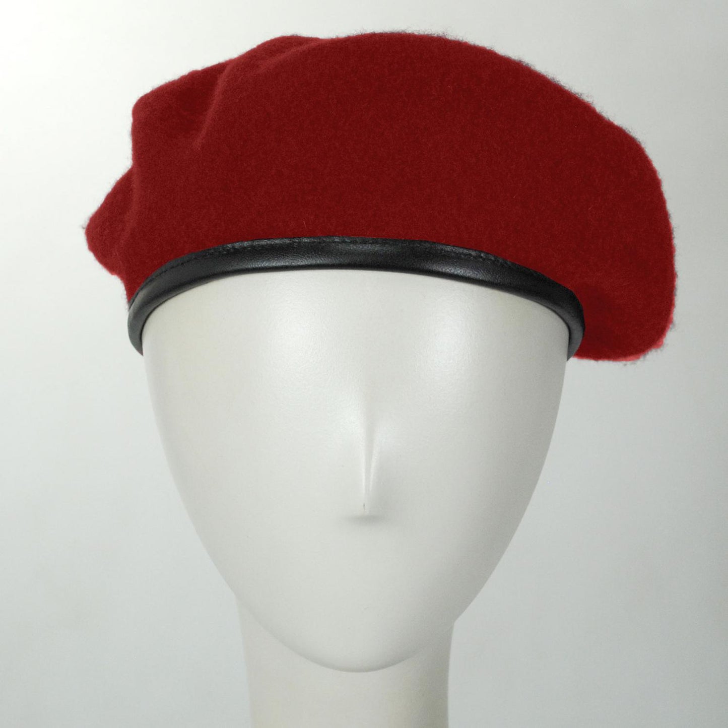 Village Hat Shop | Wool Military Beret with Lambskin Band | 151106 | front | RED