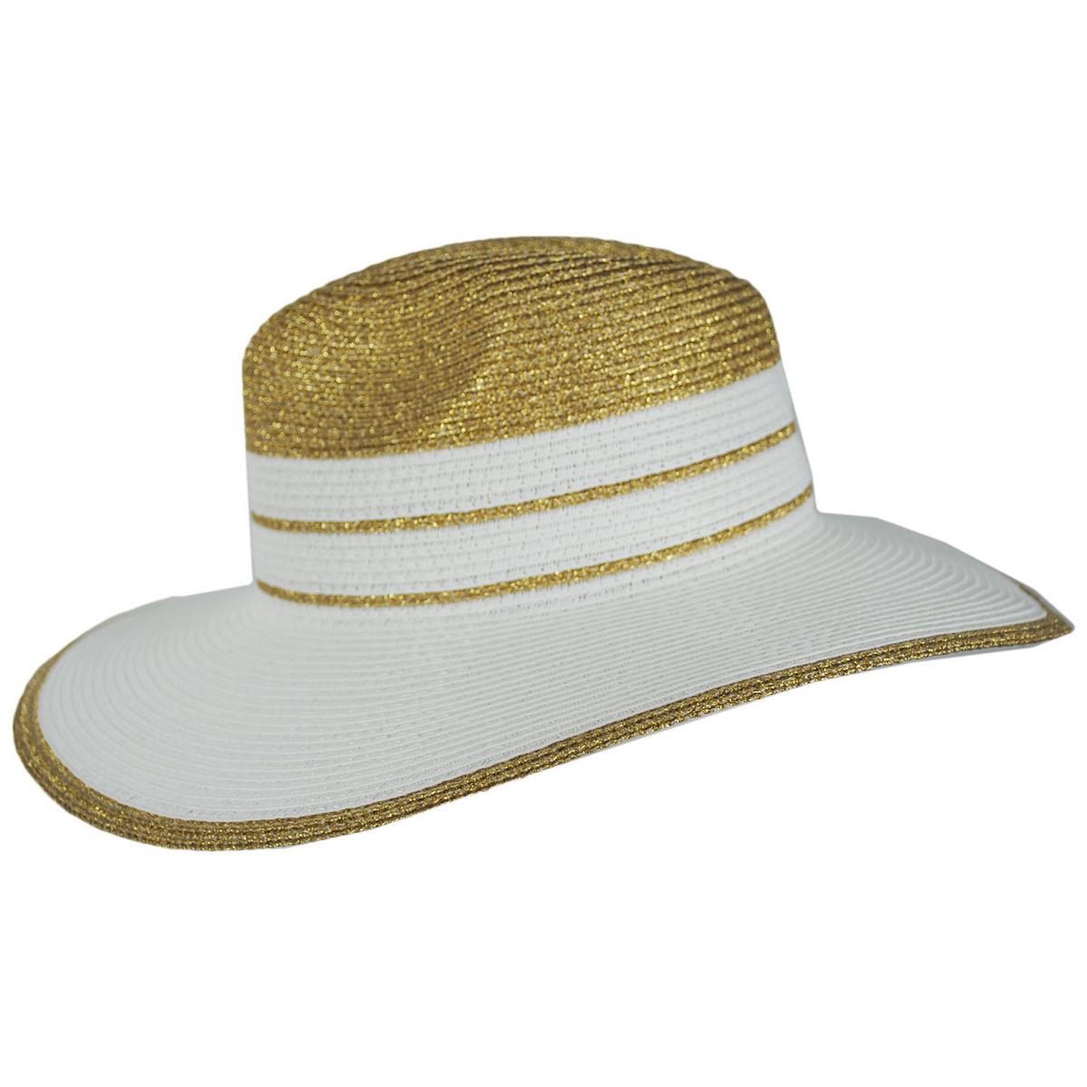 Physician Endorsed | Danielle Two-Tone Toyo Straw Fedora Hat | 102666 | profile | WHITE/GOLD