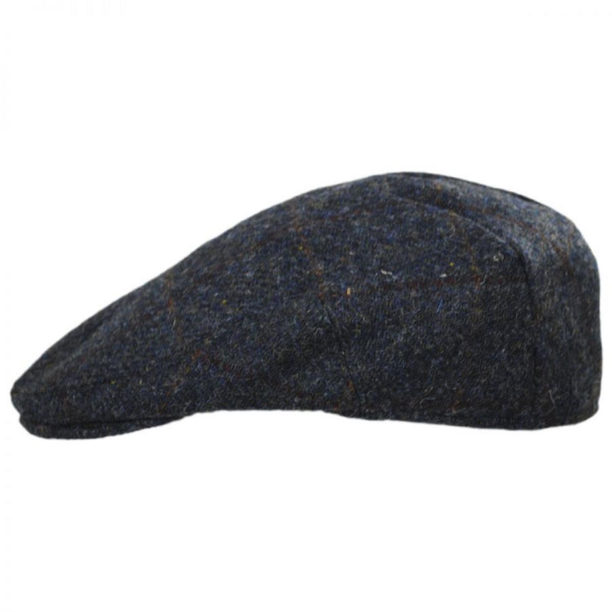 Failsworth | Stornoway Harris Tweed Wool Windowpane Plaid Flat Cap | 177904 | profile | NAVY BLUE