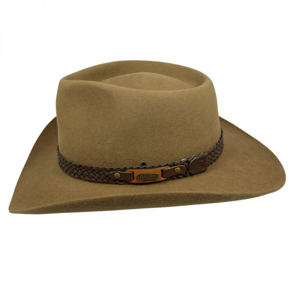 Akubra | Snowy River Fur Felt Australian Western Hat | 131700 | profile | SANTONE FAWN