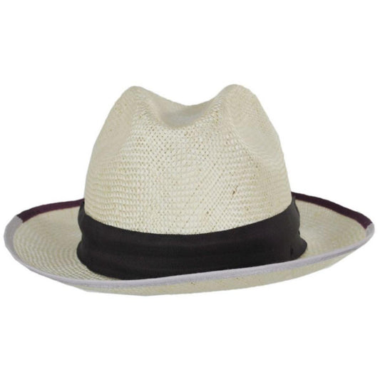 Bailey 1922 | Hesmond Sisal Litestraw Fedora Hat - FINAL SALE | 127869 | front | NATURAL/FUCHSIA